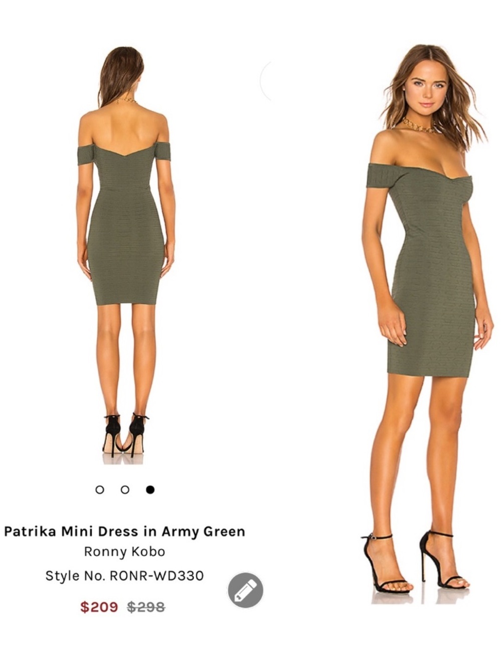 Ronny Kobo Patrika mini bodycon dress size S
